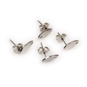 Tortite cercei otel inoxidabil 304, forma alungita cu gaura 10x5,5mm (2 buc.)