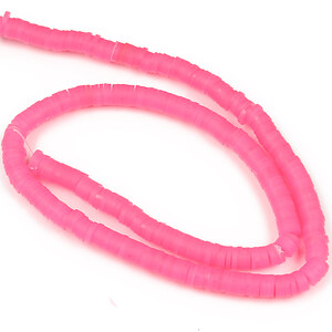 Sirag margele Heishi rondele din lut polimeric 6x0,5-1mm - roz neon