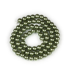 Sirag perle de sticla Eco-Friendly insirate pe ata, sfere 6mm - Dark Olive Green