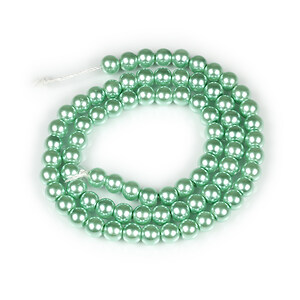 Sirag perle de sticla Eco-Friendly insirate pe ata, sfere 6mm - Aquamarine