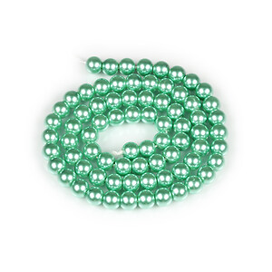 Sirag perle de sticla Eco-Friendly insirate pe ata, sfere 6mm - Light Sea Green