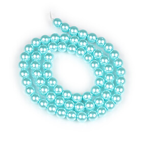 Sirag perle de sticla Eco-Friendly insirate pe ata, sfere 6mm - Cyan
