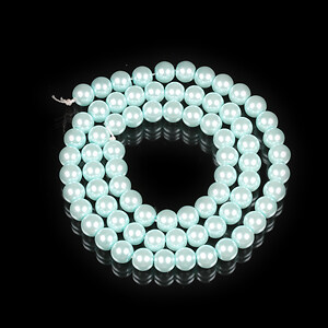 Sirag perle de sticla Eco-Friendly insirate pe ata, sfere 6mm - Light Cyan