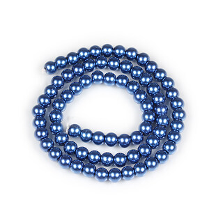 Sirag perle de sticla Eco-Friendly insirate pe ata, sfere 6mm - Medium Blue