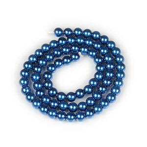 Sirag perle de sticla Eco-Friendly insirate pe ata, sfere 6mm - Dark Blue