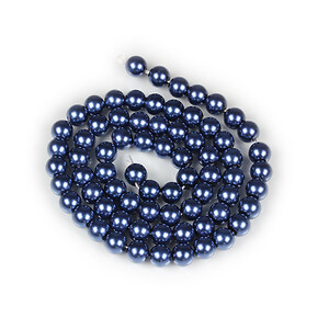 Sirag perle de sticla Eco-Friendly insirate pe ata, sfere 6mm - Midnight Blue