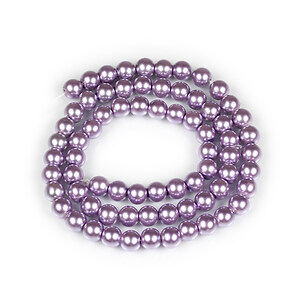 Sirag perle de sticla Eco-Friendly insirate pe ata, sfere 6mm - Lilac