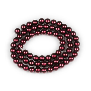 Sirag perle de sticla Eco-Friendly insirate pe ata, sfere 6mm - Dark Red