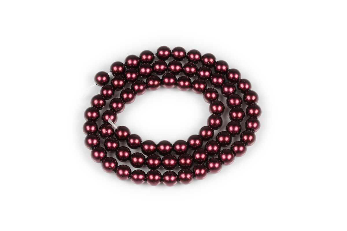 Sirag perle de sticla Eco-Friendly insirate pe ata, sfere 6mm - Dark Red