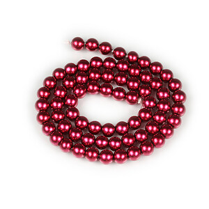 Sirag perle de sticla Eco-Friendly insirate pe ata, sfere 6mm - Crimson