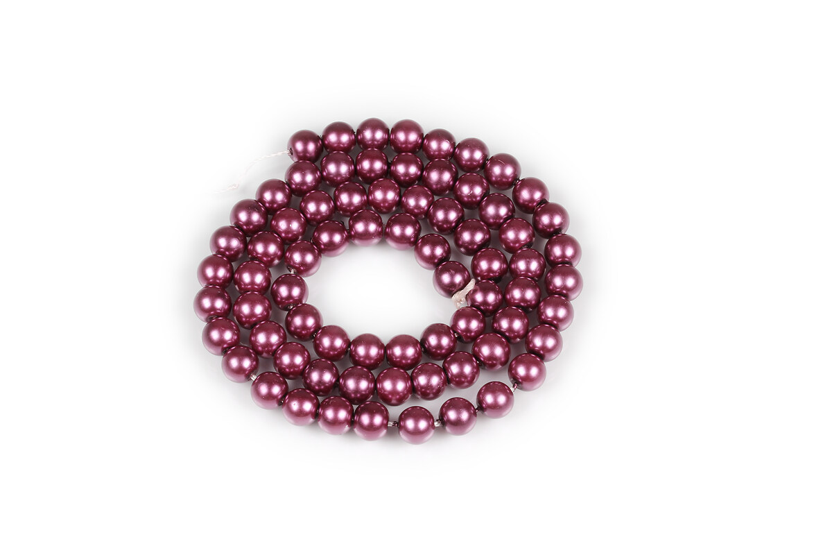 Sirag perle de sticla Eco-Friendly insirate pe ata, sfere 6mm - Medium Violet Red