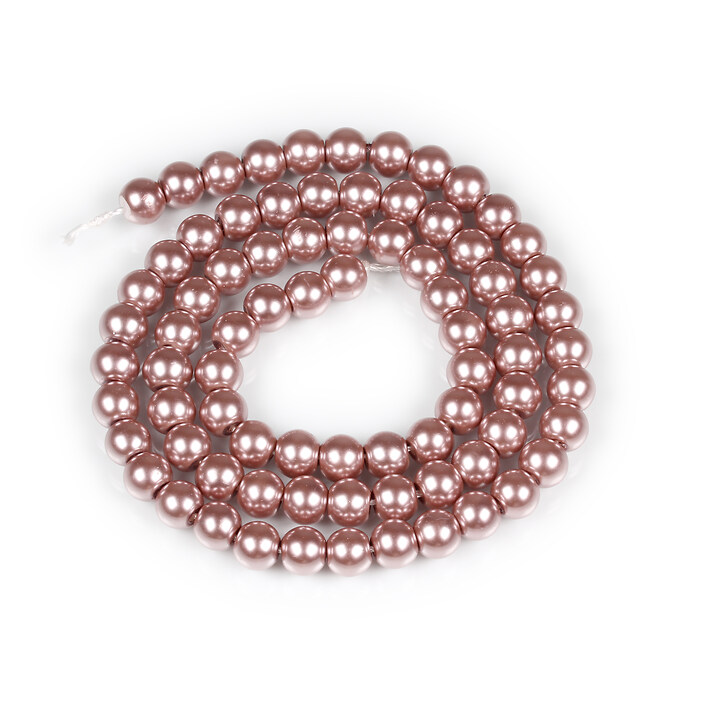 Sirag perle de sticla Eco-Friendly insirate pe ata, sfere 6mm - Rosy Brown