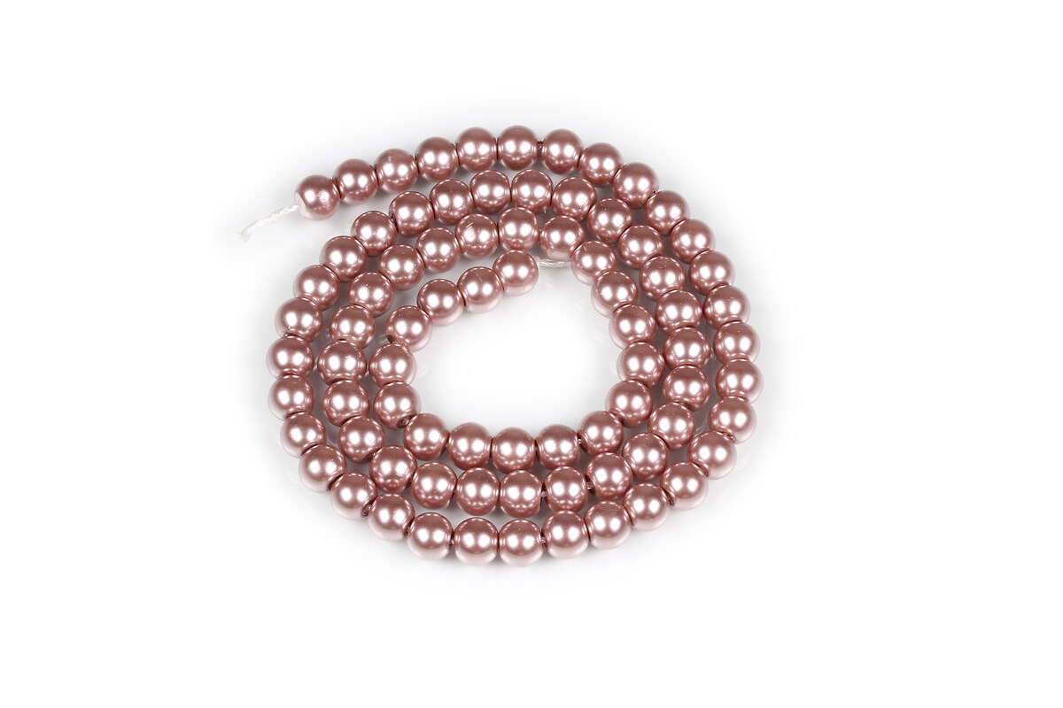 Sirag perle de sticla Eco-Friendly insirate pe ata, sfere 6mm - Rosy Brown