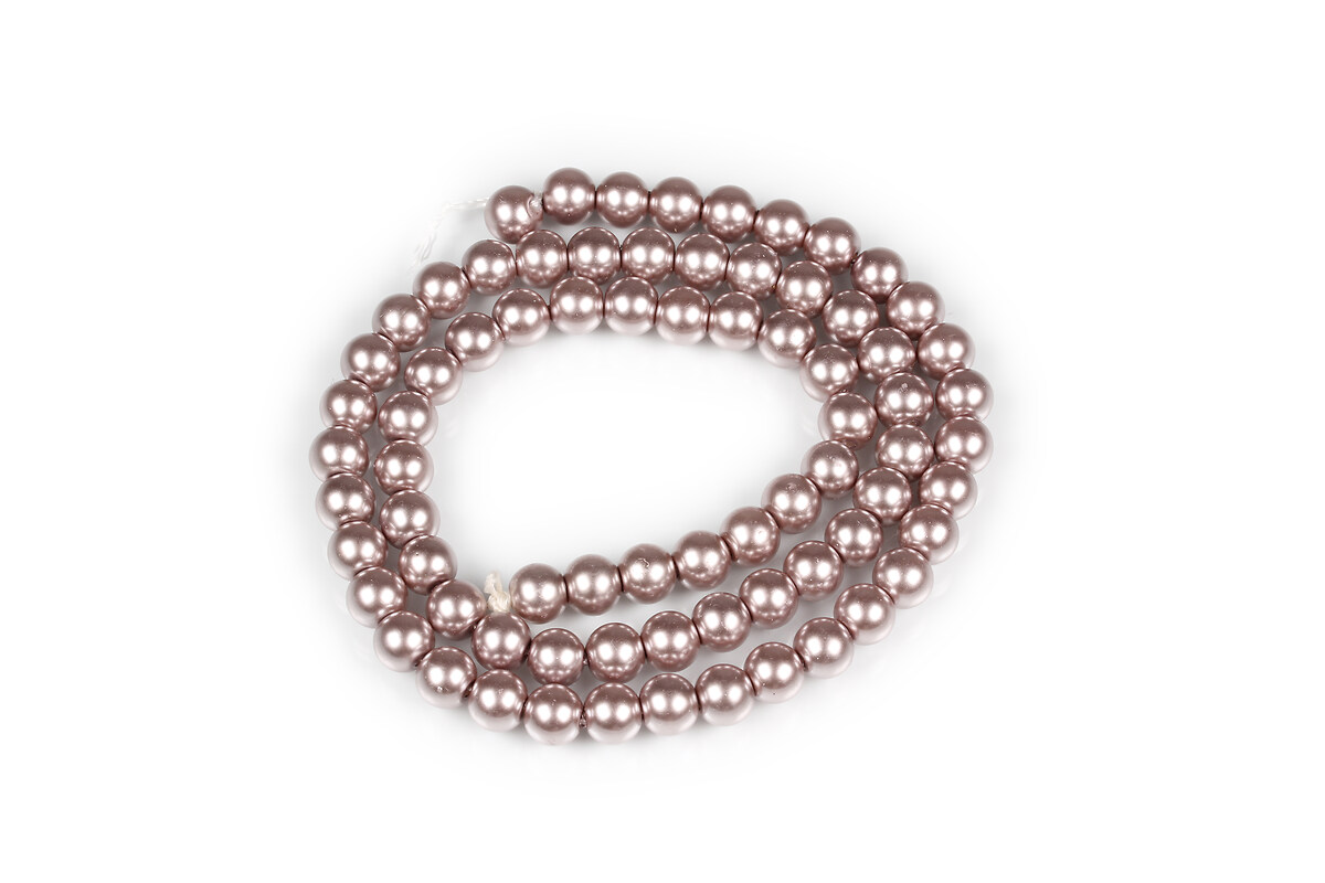 Sirag perle de sticla Eco-Friendly insirate pe ata, sfere 6mm - Rosy Brown