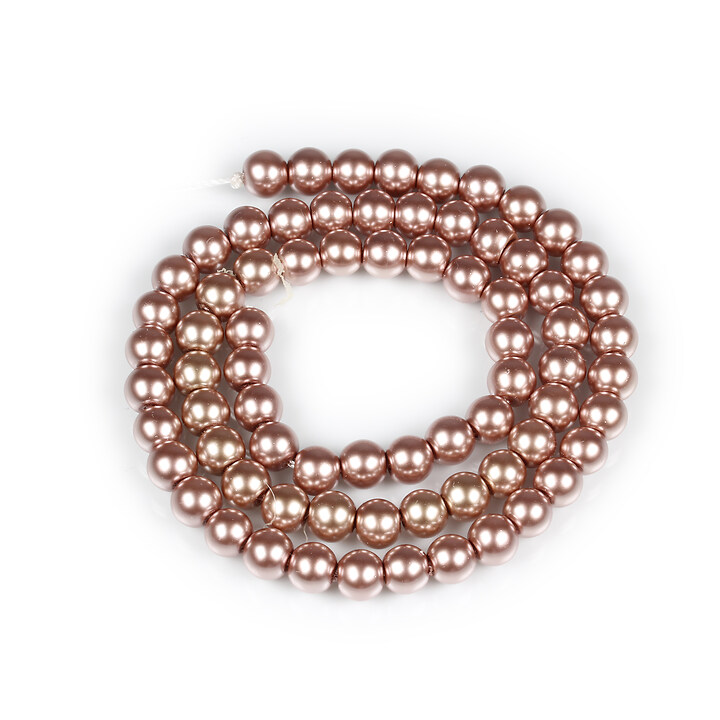 Sirag perle de sticla Eco-Friendly insirate pe ata, sfere 6mm - Rosy Brown