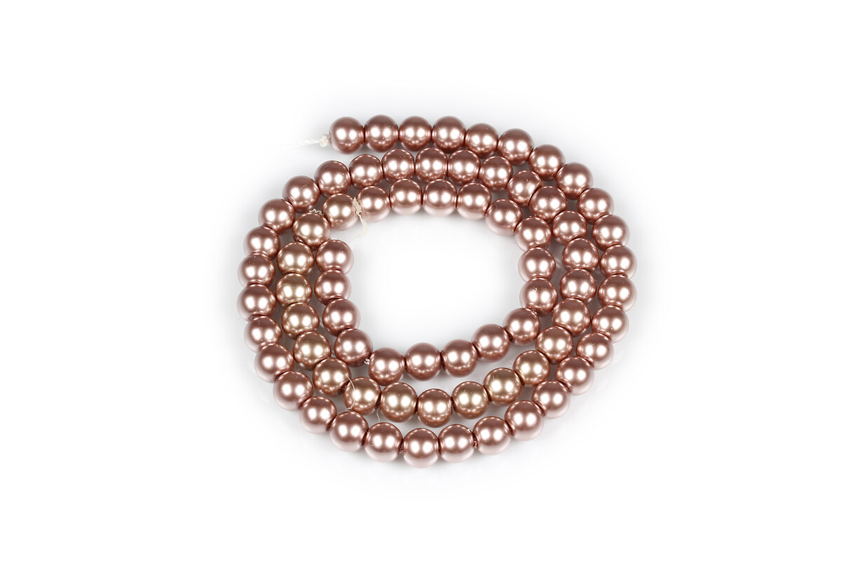 Sirag perle de sticla Eco-Friendly insirate pe ata, sfere 6mm - Rosy Brown