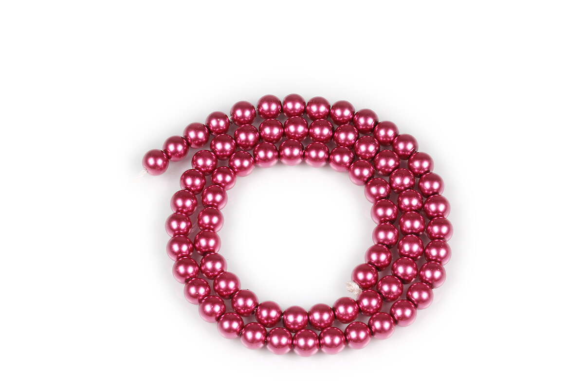Sirag perle de sticla Eco-Friendly insirate pe ata, sfere 6mm - Medium Violet Red