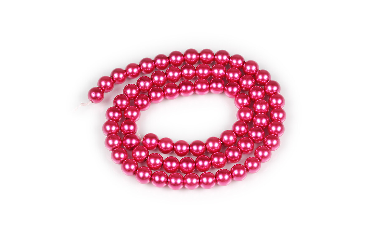 Sirag perle de sticla Eco-Friendly insirate pe ata, sfere 6mm - Cerise