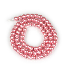 Sirag perle de sticla Eco-Friendly insirate pe ata, sfere 6mm - Pearl Pink