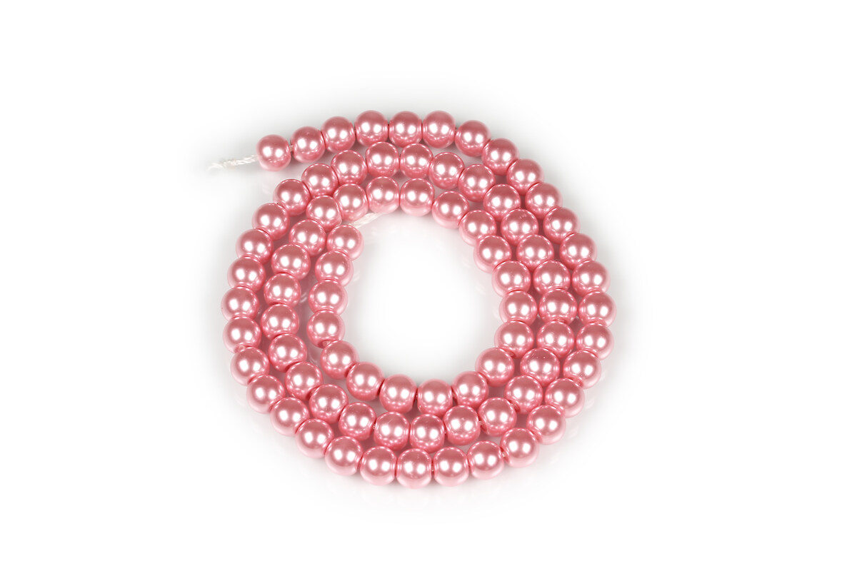 Sirag perle de sticla Eco-Friendly insirate pe ata, sfere 6mm - Pearl Pink