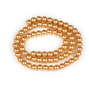 Sirag perle de sticla Eco-Friendly insirate pe ata, sfere 6mm - Orange Gold
