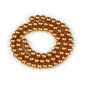 Sirag perle de sticla Eco-Friendly insirate pe ata, sfere 6mm - Brown Gold