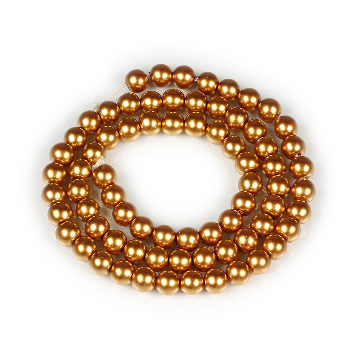 Sirag perle de sticla Eco-Friendly insirate pe ata, sfere 6mm - Brown Gold