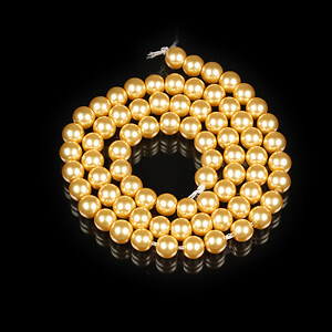 Sirag perle de sticla Eco-Friendly insirate pe ata, sfere 6mm - Light Orange Gold
