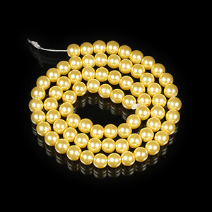 Sirag perle de sticla Eco-Friendly insirate pe ata, sfere 6mm - Light Gold