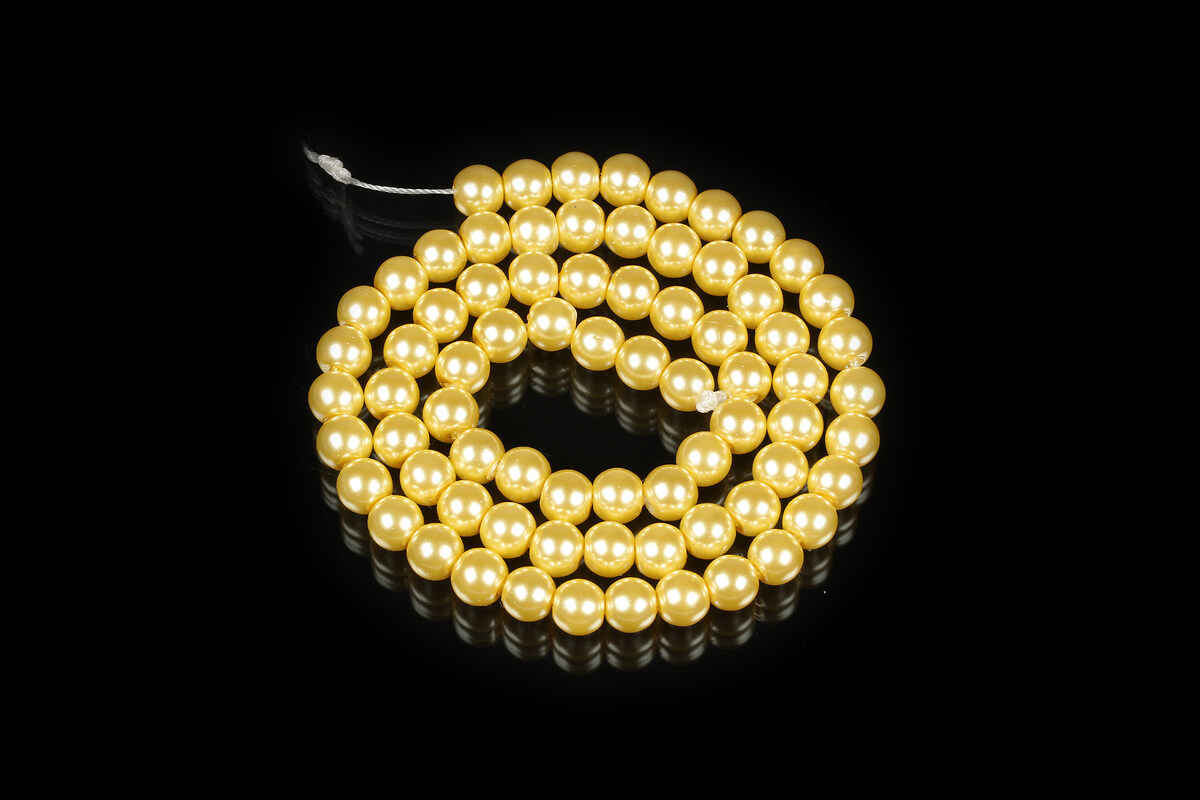 Sirag perle de sticla Eco-Friendly insirate pe ata, sfere 6mm - Light Gold
