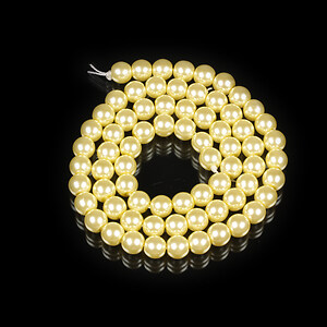 Sirag perle de sticla Eco-Friendly insirate pe ata, sfere 6mm - Light Yellow
