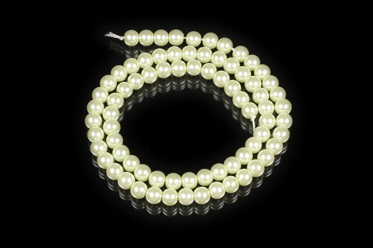Sirag perle de sticla Eco-Friendly insirate pe ata, sfere 6mm - Honeydew