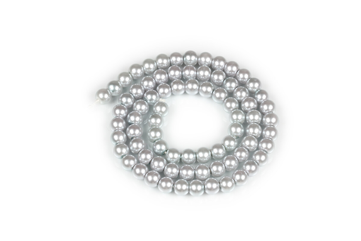 Sirag perle de sticla Eco-Friendly insirate pe ata, sfere 6mm - Light Gray