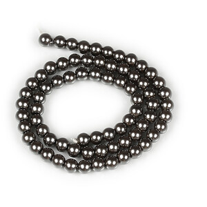 Sirag perle de sticla Eco-Friendly insirate pe ata, sfere 6mm - Dark Gray