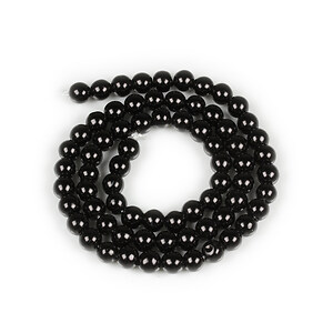 Sirag perle de sticla Eco-Friendly insirate pe ata, sfere 6mm - negru