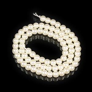 Sirag perle de sticla Eco-Friendly insirate pe ata, sfere 6mm - ivory