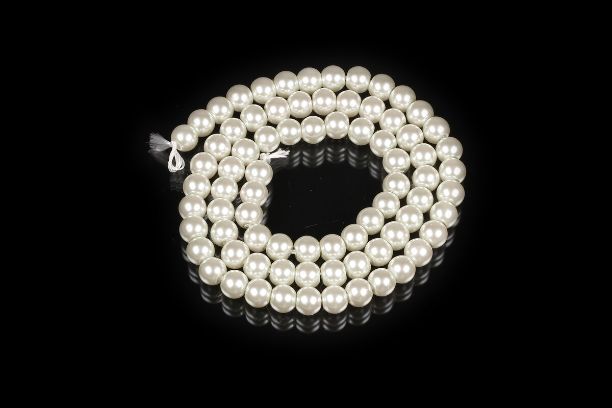 Sirag perle de sticla Eco-Friendly insirate pe ata, sfere 6mm - alb gri