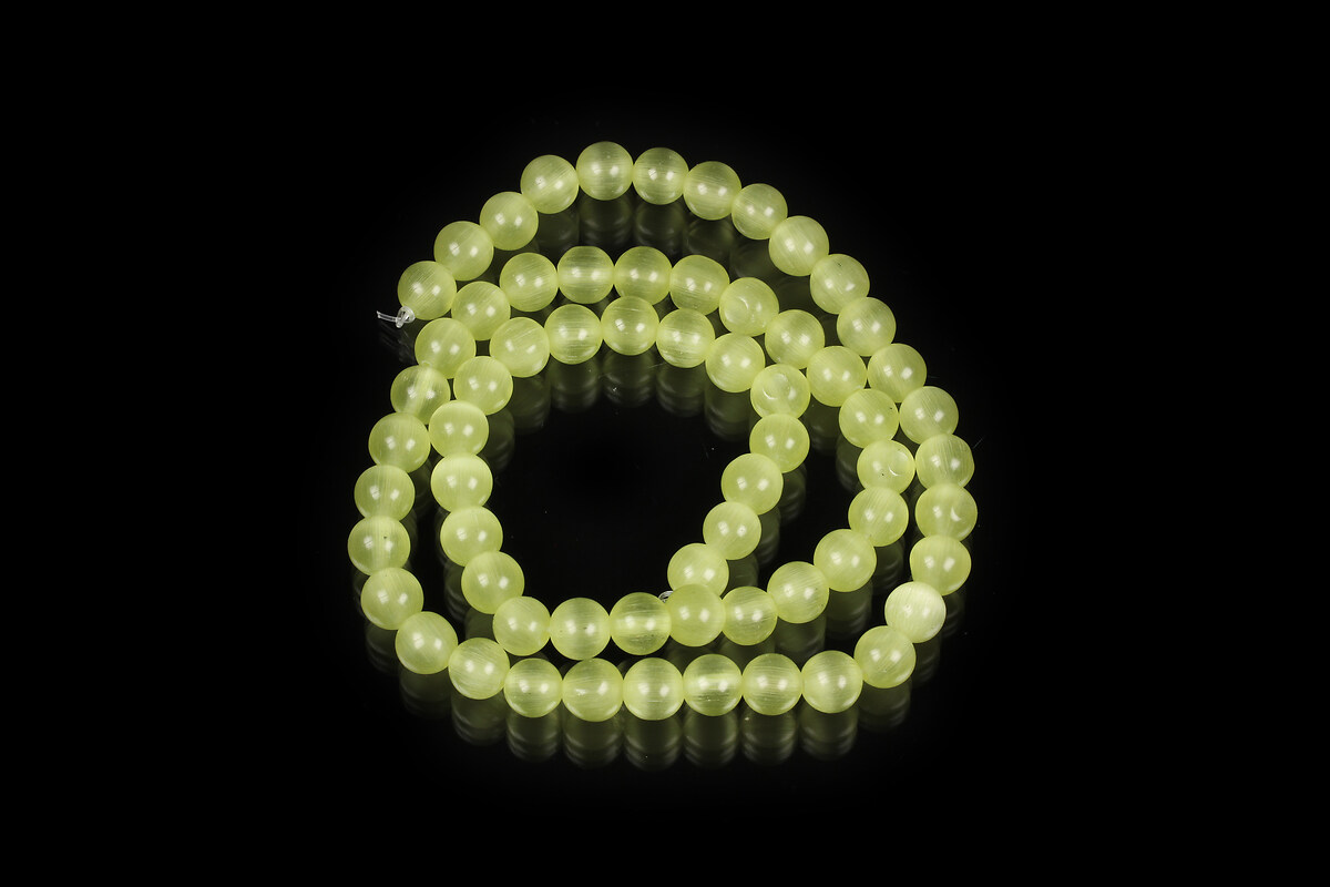 Sirag margele ochi de pisica (cat eye) 6mm - verde lime