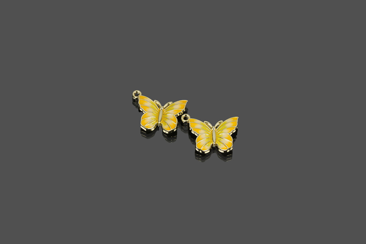 Pandantiv auriu fluture emailat 23x19mm - galben