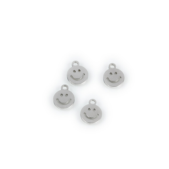 Charm otel inoxidabil 304, fata zambitoare smiley 8x6mm