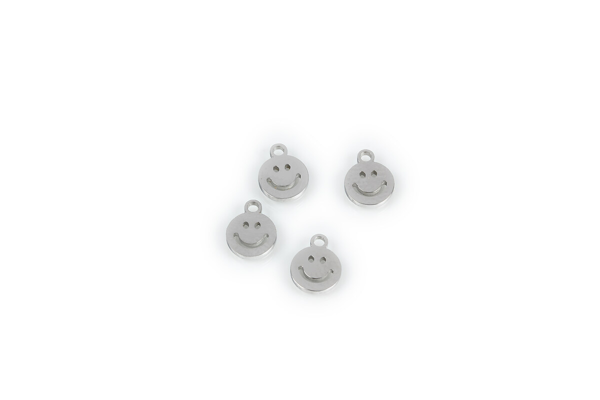 Charm otel inoxidabil 304, fata zambitoare smiley 8x6mm