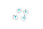 Charm otel inoxidabil 304, inima evil eye cu email 10,5x8mm