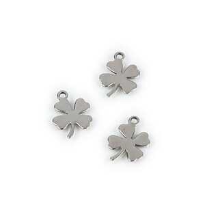 Charm otel inoxidabil 201, trifoi 13x9,5mm
