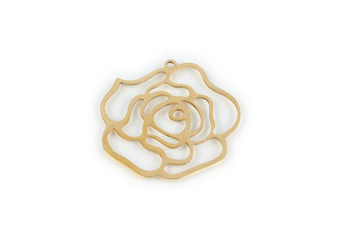 Pandantiv otel inoxidabil 201, auriu, trandafir 30x30,5mm