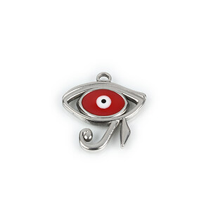 Pandantiv otel inoxidabil 201, evil eye emailat, 21,5x20mm