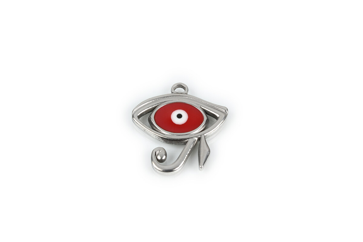 Pandantiv otel inoxidabil 201, evil eye emailat, 21,5x20mm