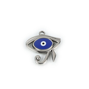 Pandantiv otel inoxidabil 201, evil eye emailat, 21,5x20mm