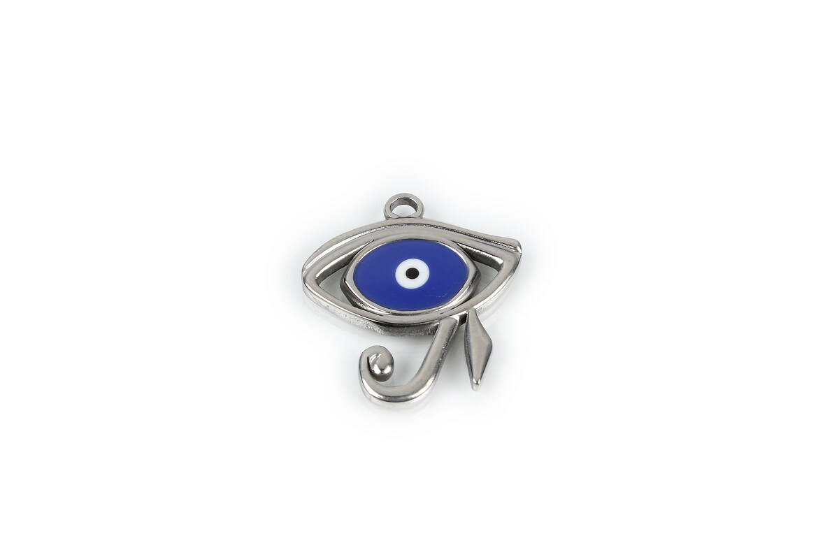 Pandantiv otel inoxidabil 201, evil eye emailat, 21,5x20mm