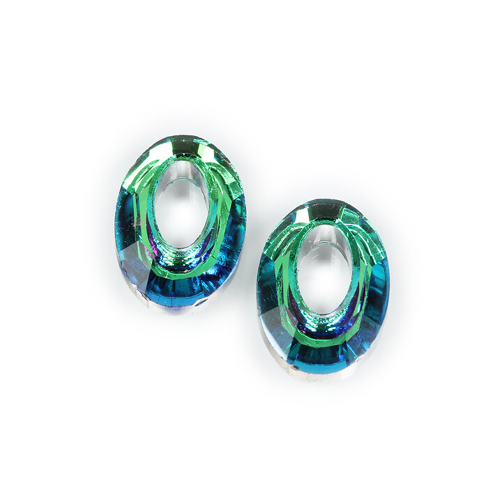 Pandantiv de cristal electroplacat oval 20x13mm - verde