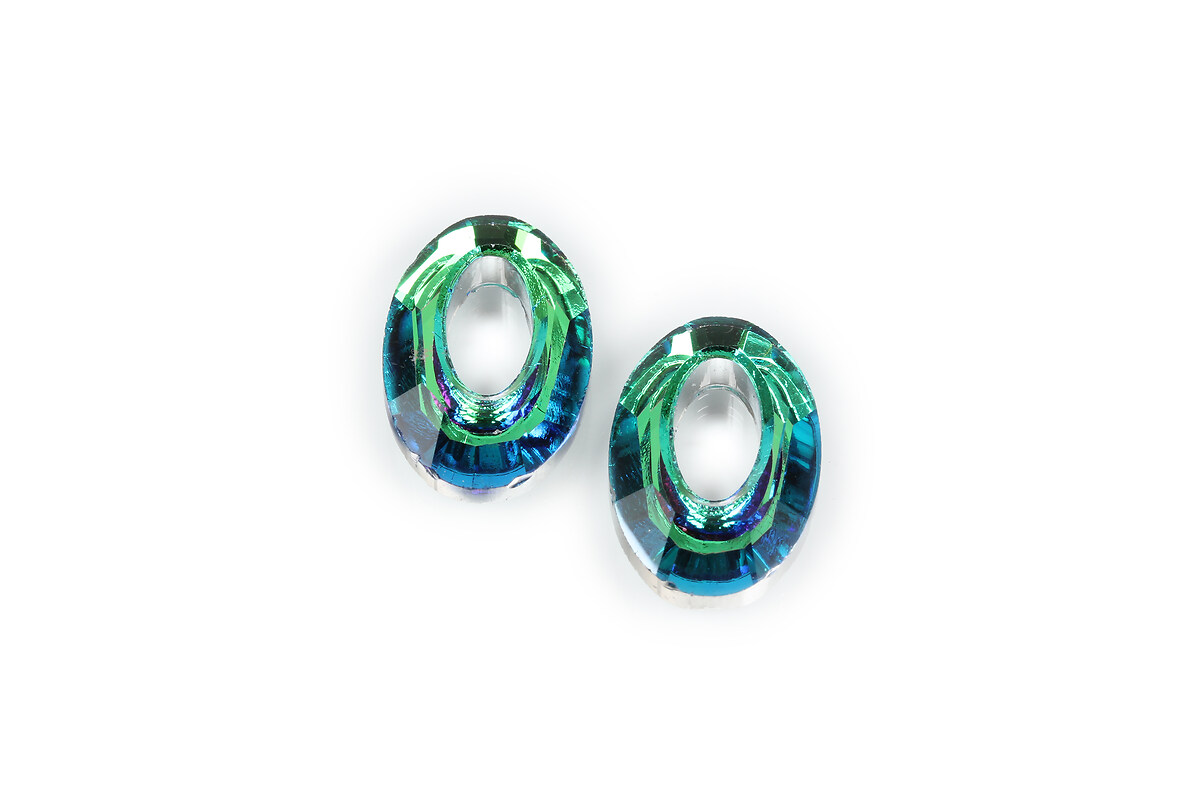 Pandantiv de cristal electroplacat oval 20x13mm - verde